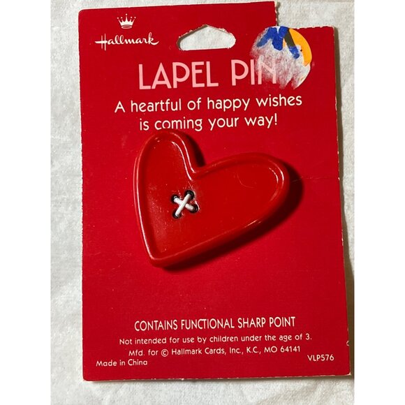 Hallmark Heartful of Happy wWshes heart pin RED HEART VALENTINE Lapel Pin - Picture 1 of 7